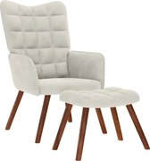 vidaXL Fotoliu relaxant cu taburet, catifea crem