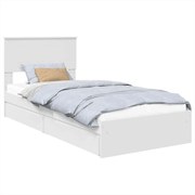 vidaXL Pat cu storage cu headboard Alb 90 x 200 cm Lemn compozit
