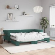 vidaXL Pat de zi cu extensie și saltele verde închis 80x200 cm catifea