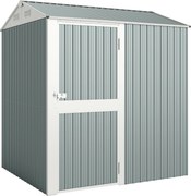 Outsunny Șopron metalic pentru unelte 3,5 m², șopron înalt încuiabil cu acoperiș în două ape, ventilații, mănuși, 209 x 177 x 236 cm | Aosom Romania