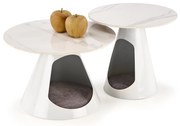 Set 2 buc. măsuțe de cafea Ozzi (marmură albă + alb). 1092456