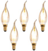 Set de 5 becuri cu filament LED tip lumânare E14 reglabile 240V 3W 250lm