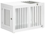 PawHut Cușcă pentru Câini cu 2 Uși Blocabile din Oțel și MDF, 80x50x56.5 cm, Alb | Aosom Romania