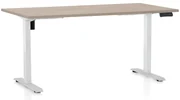 Masa inaltime reglabila OfficeTech B, 160 x 80 cm, bază albă, stejar