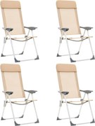 vidaXL Scaune de camping pliante, 4 buc., crem, aluminiu