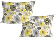 Set 2 bucati fete de perna decorative din microfibra FEONELLE 50x70 cm, galben-gri