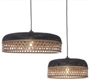 Lustra cu 2 Pendule eco din bambus Ubud single set/2, bl/nat