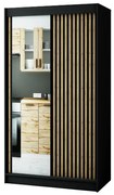 Dulap de haine 120 cm Ladonna 2 (negru mat) (cu oglindă). 1045687