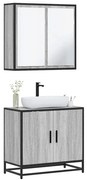 vidaXL Set mobilier de baie, 2 piese, gri sonoma, lemn prelucrat