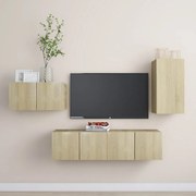 vidaXL Set de dulapuri TV, 4 piese, stejar sonoma, lemn prelucrat