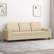 vidaXL Canapea cu 3 locuri, crem, 180 cm, material textil