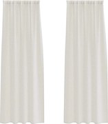vidaXL Cortină din Voile cu perdele 2 pcs Crem 225 x 140 cm Poliester