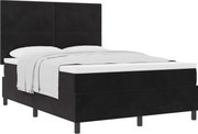 vidaXL Pat cu arcuri cu saltea cu headboard Negru 140 x 190 cm Catifea