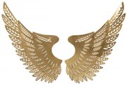 Set 2 panouri decorative aurii din metal, 90x3,5x43,5 cm, Wings Mauro Ferretti