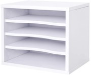 Vinsetto Organizator birou lemn alb cu 4 niveluri suport imprimantă dim. 35,5L x 25l x 28,6H cm | Aosom Romania