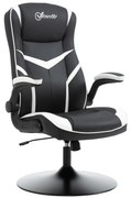 Vinsetto Fotoliu Gaming Ergonomic de Birou cu Înălțime Ajustabilă Cotiere Pliabile Negru și Alb | Aosom Romania