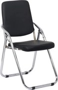 Scaun pliabil negru HRC 609 din piele ecologică și cadru metalic cromat