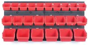Panou suspendat 80 x 16,5 x 40 cm, 24 cutii de scule, negru/rosu