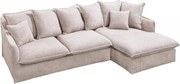 Canapea confortabila cu sezlong dreapta Heaven 255cm, boucle sampanie bej