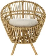 Fotoliu de exterior, natur, din rattan, cu perna detasabila, Elowen