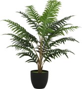 HOMCOM Plantă Artificială de Ferigă cu 20 de Frunze din PEVA, Ramuri Flexibile, Ghiveci Negru din PP și Ciment, Verde | Aosom Romania