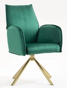 HR280 BAZĂ STEA Scaun Verde din Catifea cu Bază Aurie