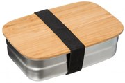 Caserola cu capac Steely, inox, capac bambus, 0.8 litri, 18x12.3 x5.5 cm