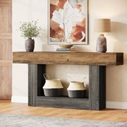 MAM4 - Masa Consola, 160 cm, masuta hol, living, dining, dormitor - Maro - Negru / Maro