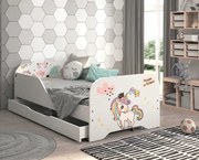 Pat pentru copii MIKI 160 x 80 cm cu motiv de unicorn curcubeu