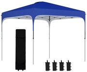 Outsunny Cort cu Baldachin Pop-Up cu Geantă de Transport, Corturi pentru Petreceri în Exterior, 253x253x268 cm, Albastru | Aosom Romania