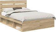 vidaXL Cadru de pat cu headboard Sonoma 160 x 200 cm Lemn de pin masiv