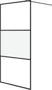 vidaXL Perete cabină duș walk-in negru 100x195 cm sticlă ESG semi-mată