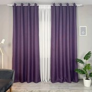 Set două Draperii (Blackout), din Stofă premium (Tip in), Gata lucrate (Inele galerie), Culoare Mov (Model texturat), Dimensiuni draperie 160x260 cm (x2), Brand Originalio