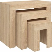 vidaXL Mese suprapuse de cafea, 3 buc, stejar sonoma, lemn prelucrat