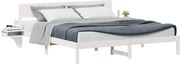 vidaXL Cadru de pat cu headboard Alb 200 x 200 cm Lemn de pin masiv