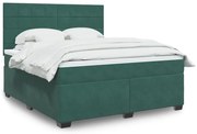 vidaXL Pat box spring cu saltea, verde închis, 180x200 cm, catifea