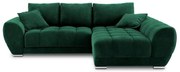 Colțar extensibil cu tapițerie de catifea și șezlong pe partea dreaptă Windsor &amp; Co Sofas Nuage, verde smarald