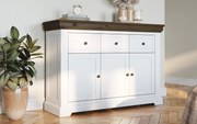 Comodă lemn masiv nuc Iris Alb/, 131 × 41 × 92 cm