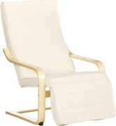 HOMCOM Fotoliu Relax cu Suport pentru Picioare Reglabil în 5 Nivele și Tetieră, 66,5x94x100 cm, Crem | Aosom Romania