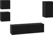 vidaXL Set comodă TV Pe perete 5 pcs Stejar Negru Lemn compozit
