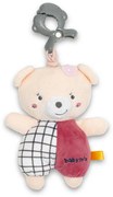 Baby Mix Jucărie de pluș pentru copii cu mecanismmuzical și clemă Ursuleț roz, 24 cm