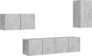 vidaXL Set de dulapuri TV, 4 piese, gri beton, lemn prelucrat