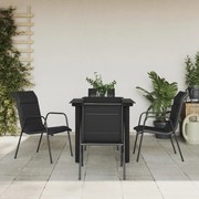 vidaXL Set mobilier de grădină, 5 piese, negru, oțel și textilenă