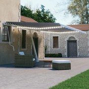 vidaXL Copertină retractabilă manual cu LED, albastru &amp; alb 500x300 cm