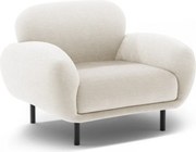 Fotoliu alb cu tapițerie din țesătură bouclé Poppy – Micadoni