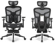 DeluxStar T9 MESH Premium – Scaun Ergonomic, Cotiere 6D, Suport Lombar Adaptiv, Spătar Reglabil pe Înaltime în 5 poziții, Mecanism Înclinare/Blocare, Mesh, Negru
