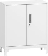 HOMCOM Mobilier de birou cu 3 rafturi, 2 uși și chei, 80x35x91 cm, Alb | Aosom Romania