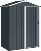 Outsunny Magazie de Grădină 1,1m² din Oțel Galvanizat, Magazie de Grădină cu Ușă Glisantă Blocabilă, Acoperiș Înclinat, Mănuși, Magazie pentru Unelte, 136x87x179 cm, Gri Închis | Aosom Romania