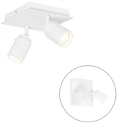 Spotlight modern pentru baie alb pătrat cu 2 lumini IP44 - Ducha