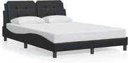 vidaXL Cadru de pat fără saltea, Zadar, negru, 140x190 cm, piele ecologică